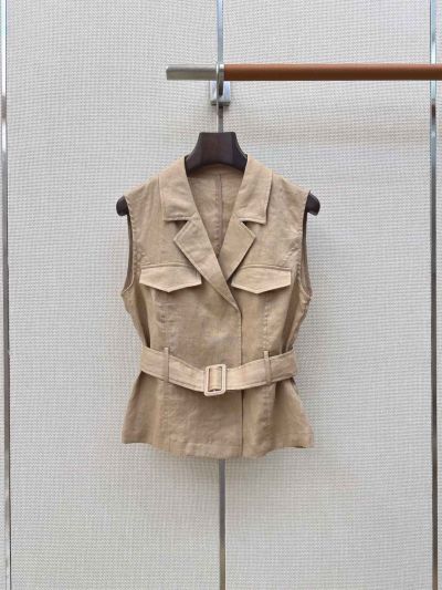 Ralph Lauren Sleeveless Linen Vest in Beige