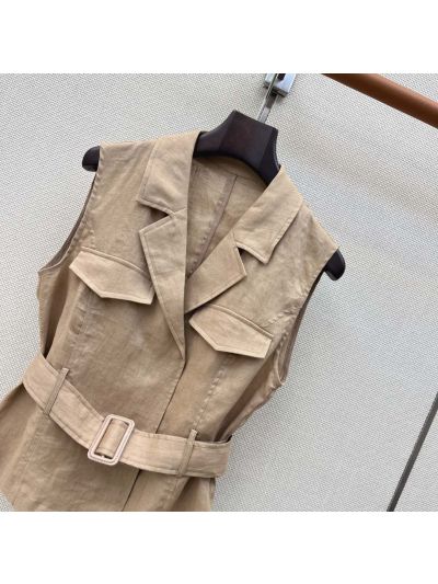 Ralph Lauren Sleeveless Linen Vest in Beige