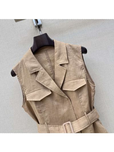 Ralph Lauren Sleeveless Linen Vest in Beige