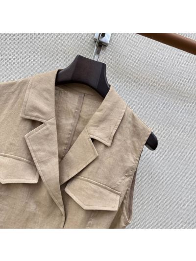 Ralph Lauren Sleeveless Linen Vest in Beige