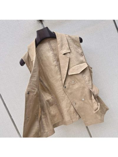 Ralph Lauren Sleeveless Linen Vest in Beige