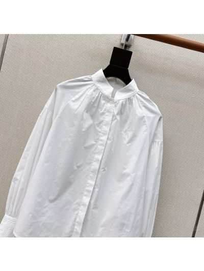 Ralph Lauren Stand Collar Button-Front Shirt in White