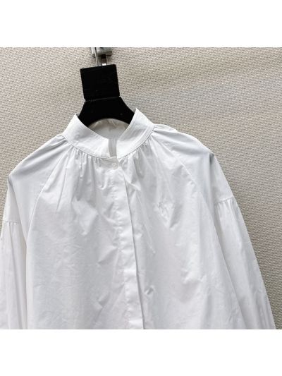 Ralph Lauren Stand Collar Button-Front Shirt in White