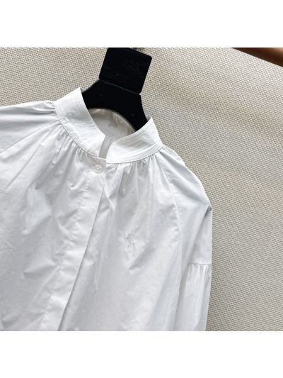Ralph Lauren Stand Collar Button-Front Shirt in White