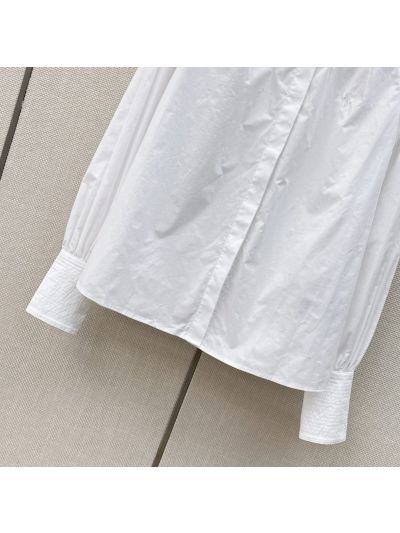Ralph Lauren Stand Collar Button-Front Shirt in White