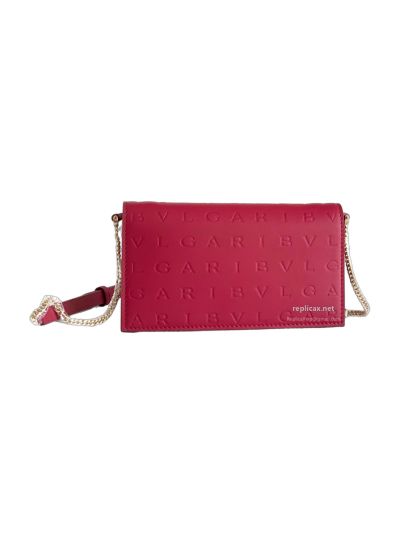 Bvlgari Infinitum Logo Chain Wallet Spinel Pink Calfskin