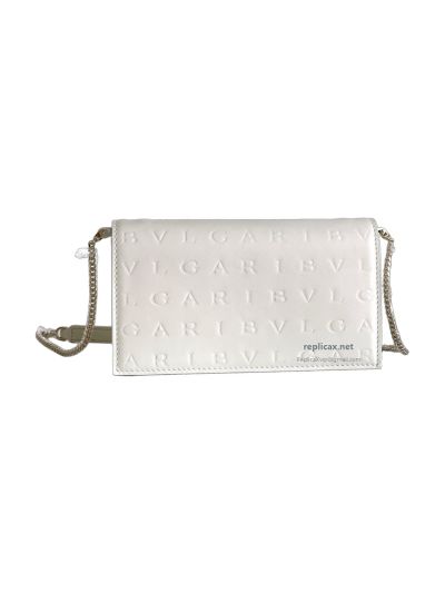 Bvlgari Infinitum Logo Chain Wallet Diamond White Calfskin