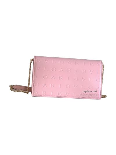 Bvlgari Infinitum Logo Chain Wallet Quartz Pink Calfskin