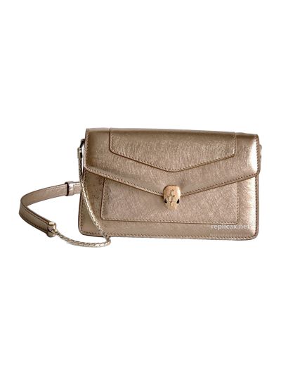 Bvlgari Serpenti Forever Chain Clutch Light Gold Textured Calfskin