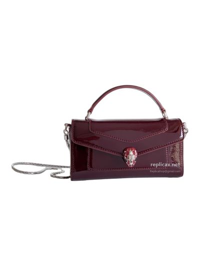 Bvlgari Serpenti Forever Phone Bag Burgundy Patent Leather