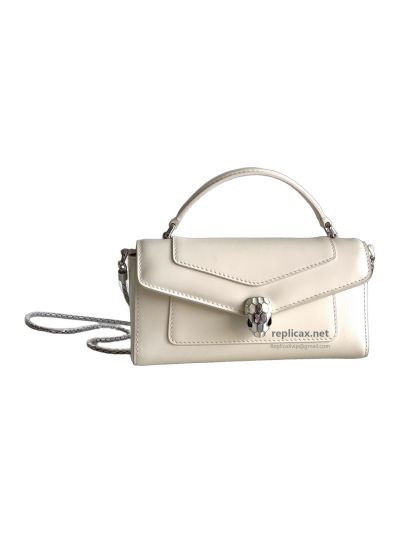 Bvlgari Serpenti Forever Phone Bag White Calfskin