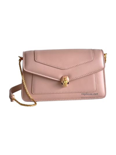 Bvlgari Serpenti Forever Chain Clutch Rose Pink Calfskin
