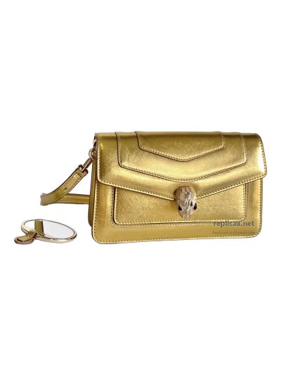 Bvlgari Serpenti Forever East-West Small Shoulder Bag Deep Gold Textured Calfskin