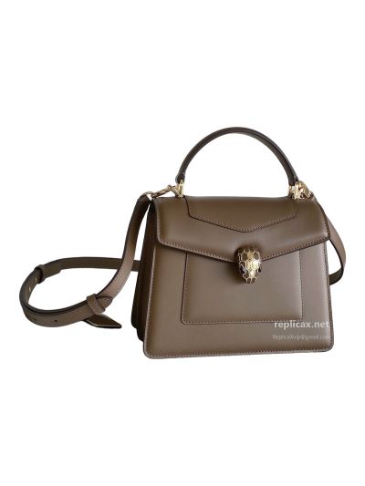 Bvlgari Serpenti Forever Medium Top Handle Bag Brown Calfskin