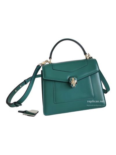 Bvlgari Serpenti Forever Medium Top Handle Bag Emerald Green Calfskin