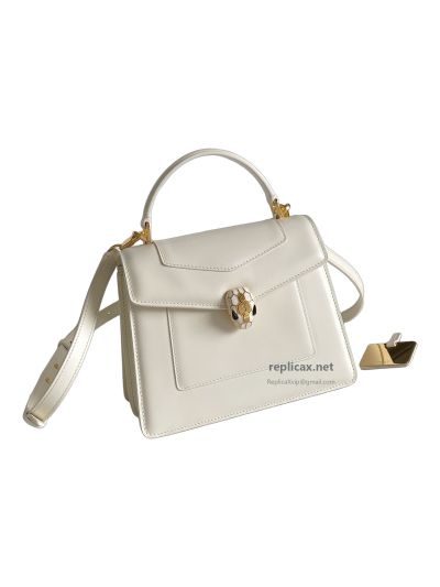 Bvlgari Serpenti Forever Medium Top Handle Bag Ivory Calfskin