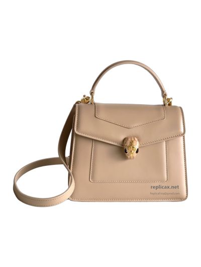 Bvlgari Serpenti Forever Medium Top Handle Bag Taupe Calfskin