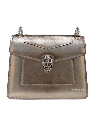 Bvlgari Serpenti Forever Day-to-Night Small Shoulder Bag Light Gold Textured Calfskin