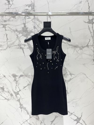 Saint Laurent Beaded Dress in Black