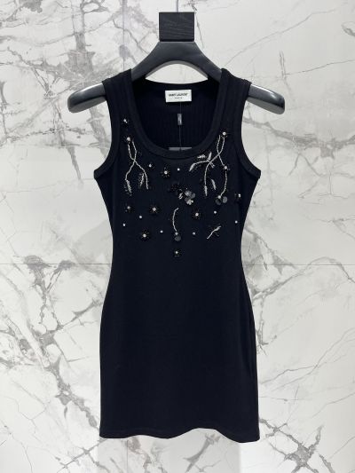 Saint Laurent Beaded Dress in Black