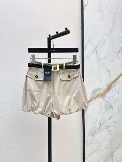 Saint Laurent Belted Cargo Pants in Beige