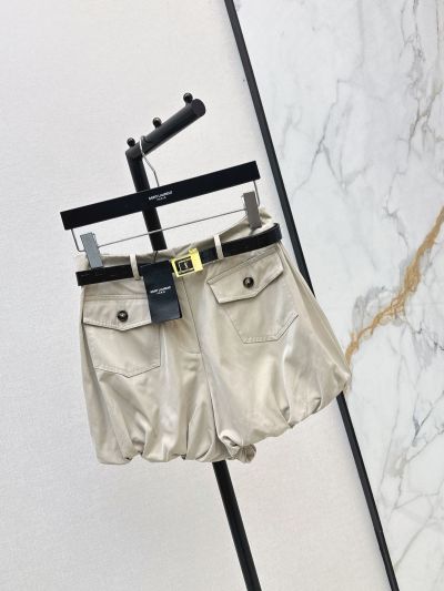 Saint Laurent Belted Cargo Pants in Beige