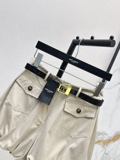 Saint Laurent Belted Cargo Pants in Beige