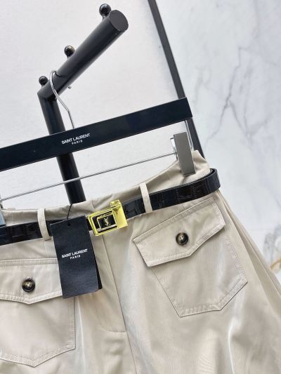 Saint Laurent Belted Cargo Pants in Beige