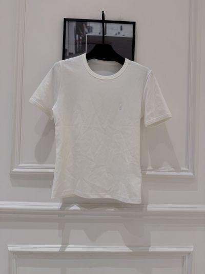 Saint Laurent Crew Neck Short Sleeve T-Shirt in White