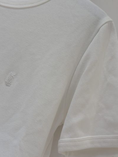 Saint Laurent Crew Neck Short Sleeve T-Shirt in White