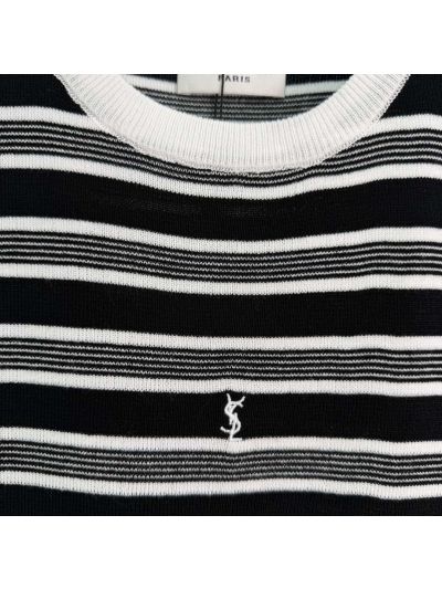 Saint Laurent Crew Neck Sleeveless Dress in Black and White
