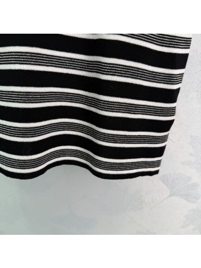 Saint Laurent Crew Neck Sleeveless Dress in Black and White