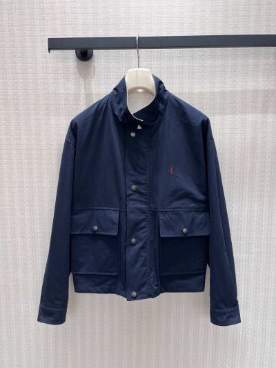Saint Laurent Cropped Denim Coat in White