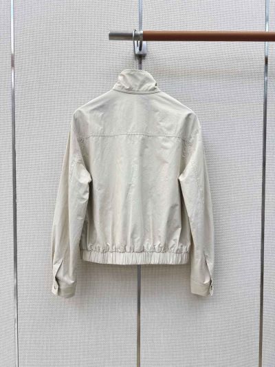 Saint Laurent Embroidered Button-Front Jacket in Beige