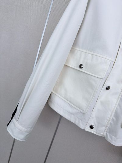 Saint Laurent Embroidered Button-Front Jacket in White