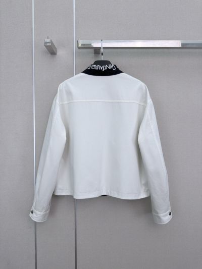 Saint Laurent Embroidered Button-Front Jacket in White