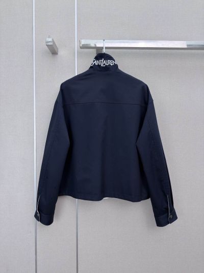 Saint Laurent Embroidered Button-Front Jacket in White