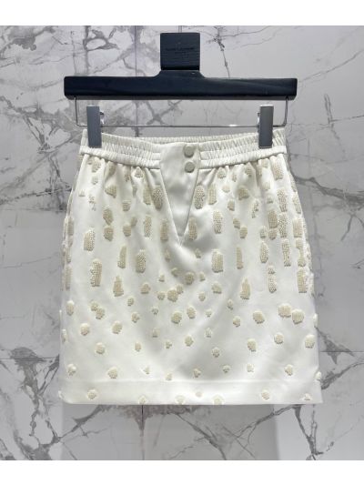 Saint Laurent Embroidered Mini Skirt in White