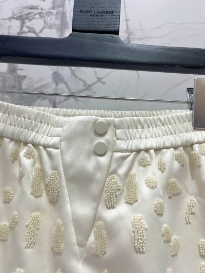 Saint Laurent Embroidered Mini Skirt in White