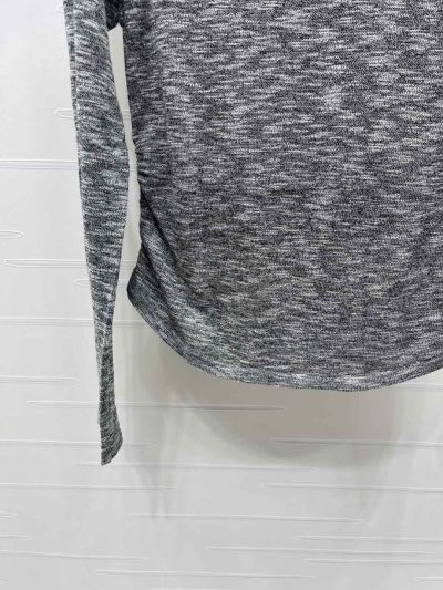 Saint Laurent Long Sleeve Embroidered Knit Top in Grey