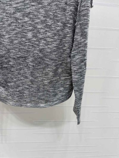 Saint Laurent Long Sleeve Embroidered Knit Top in Grey