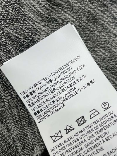 Saint Laurent Long Sleeve Embroidered Knit Top in Grey