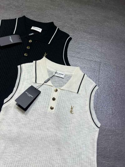Saint Laurent Sleeveless Button-Front Top