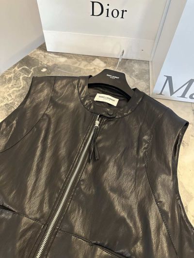 Saint Laurent Sleeveless Zip-Up Jacket in Black