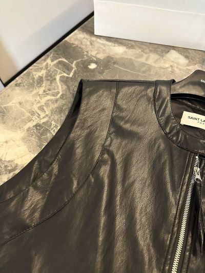 Saint Laurent Sleeveless Zip-Up Jacket in Black
