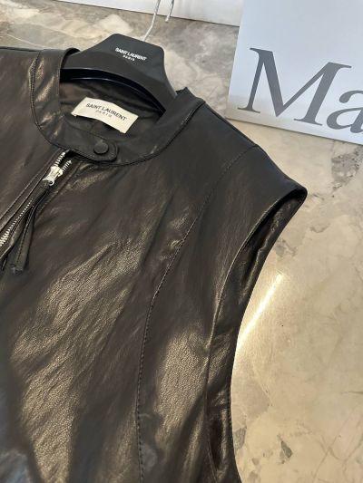 Saint Laurent Sleeveless Zip-Up Jacket in Black