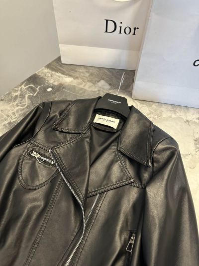 Saint Laurent Turn-Down Collar Zip-Up Jacket in Black