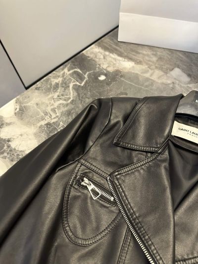 Saint Laurent Turn-Down Collar Zip-Up Jacket in Black