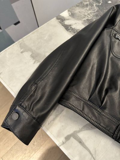 Saint Laurent Turn-Down Collar Zip-Up Jacket in Black