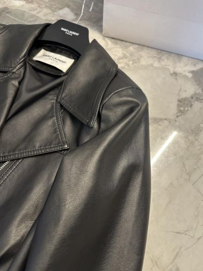 Saint Laurent Turn-Down Collar Zip-Up Jacket in Black